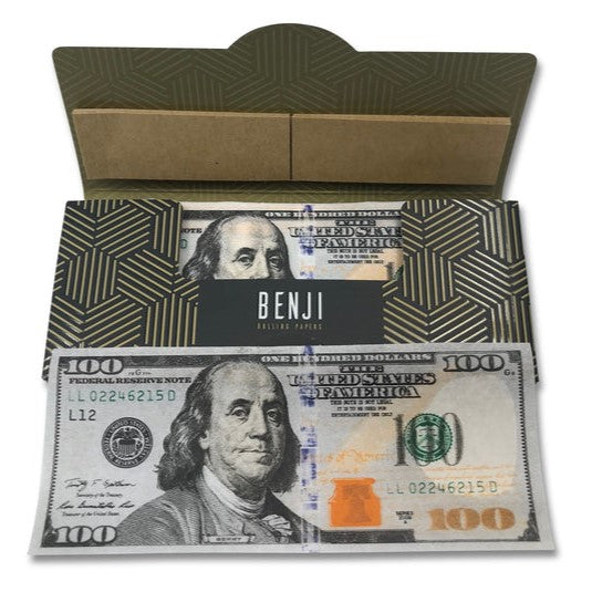 Benji $100 Dollar Bill Rolling Papers – All-Natural Novelty Papers with Filter Tips (20 Pack)