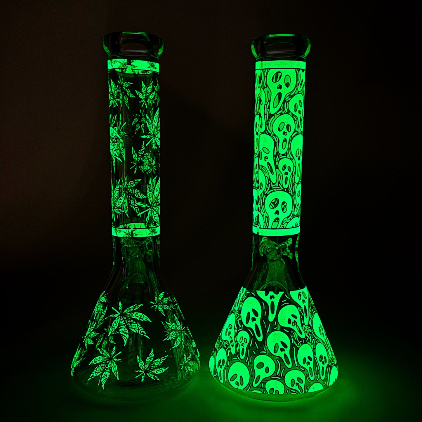 14″ Glow-in-the-Dark Glass Beaker Bong