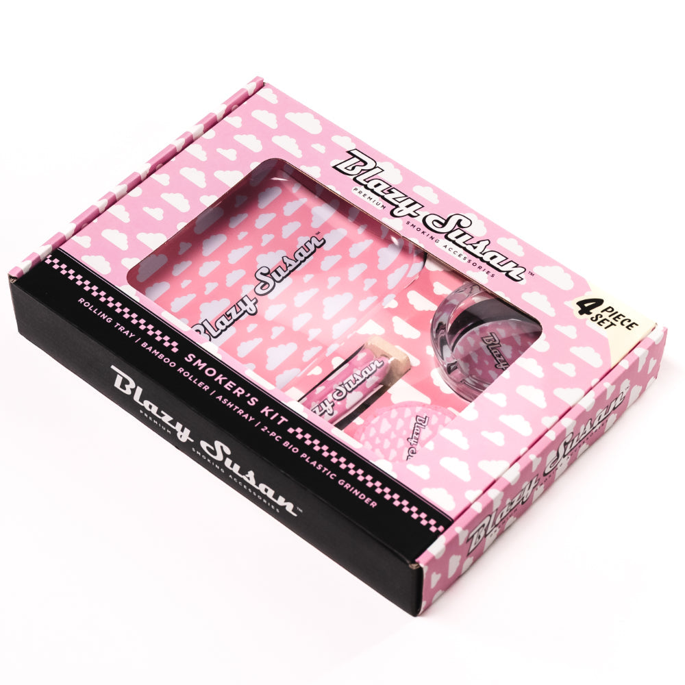 Blazy Susan Smoker’s Kit – All-in-One Rolling Set with Grinder, Tray, Ashtray & Roller