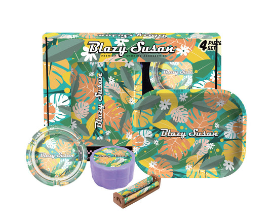 Blazy Susan Smoker’s Kit – All-in-One Rolling Set with Grinder, Tray, Ashtray & Roller